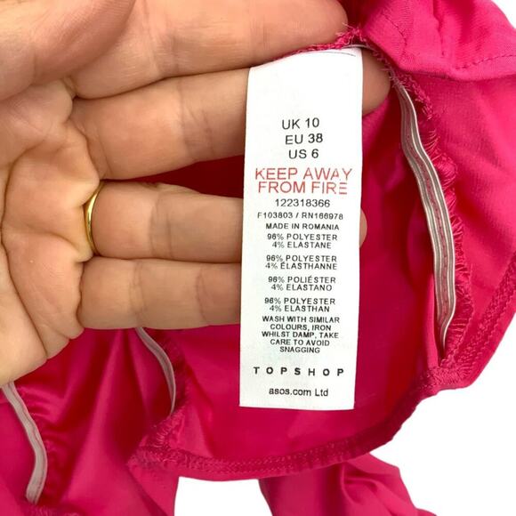 TopShop Ruched Long Sleeve Shirred Top Pink Size 6 NWOT $55 MSRP - Picture 6 of 8